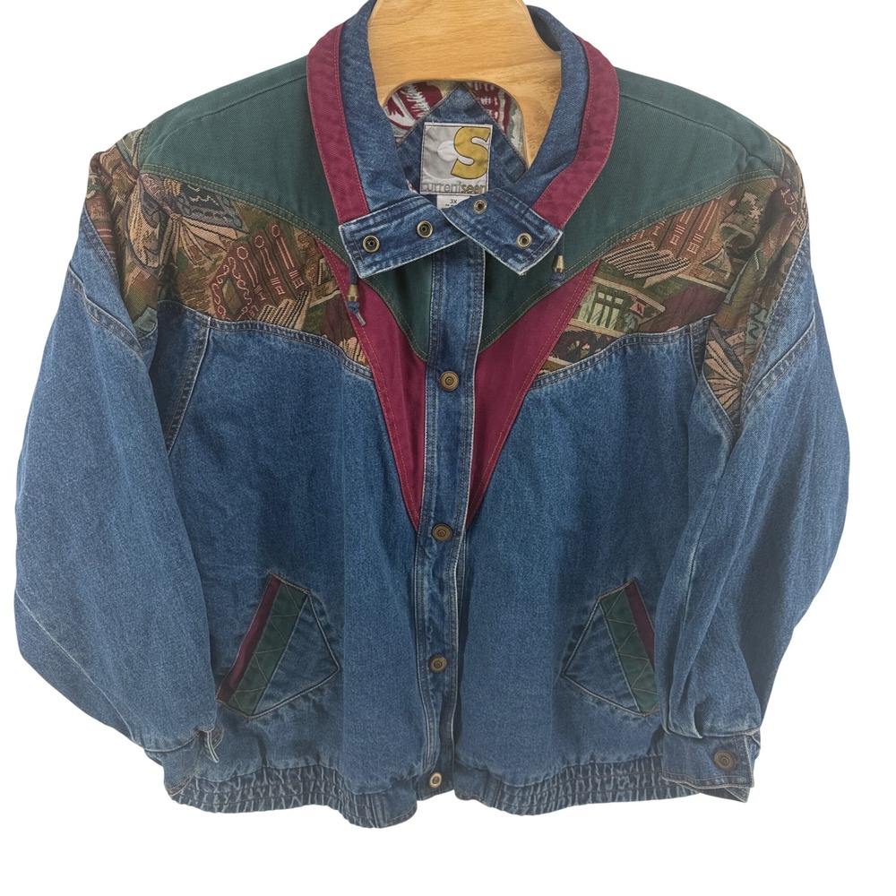 Currentseen Denim Jacket Women 3XL Southwestern Aztec/Geometric Vintage